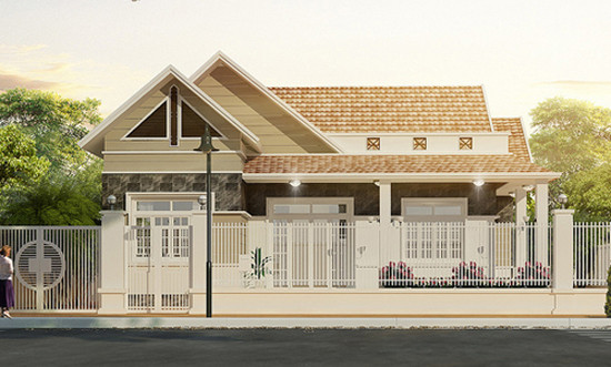 Nhà cấp 4 đẹp, kiểu dáng hiện đại.