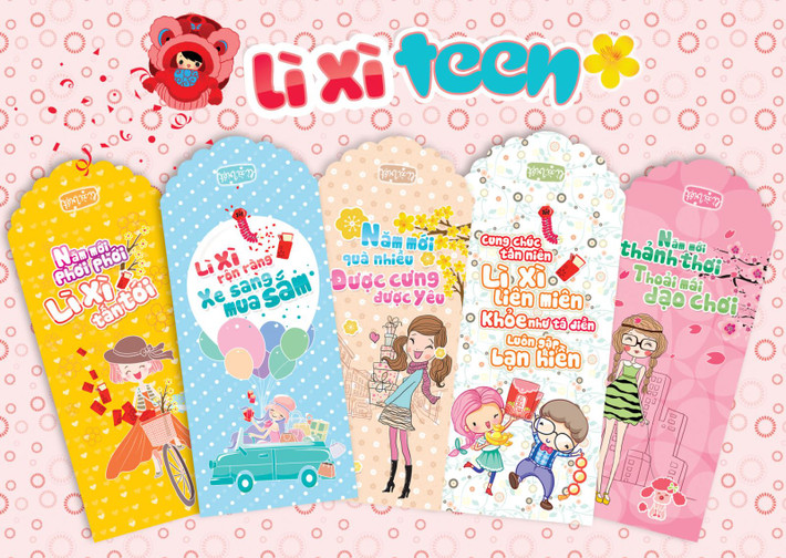 Phong bao lì xì với lời chúc cực "teen". Ảnh: Inhongdang.