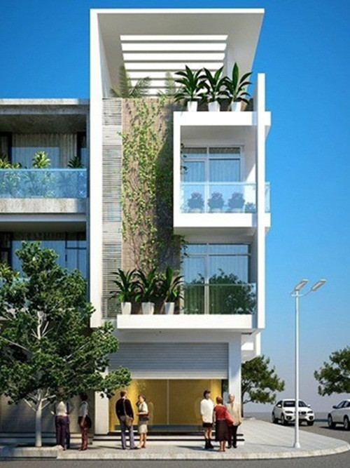 Nhà 3 tầng 1 tum mặt tiền 4.5m hiện đại vừa để ở vừa kết hợp kinh doanh. Ảnh: Xaynhasaigon.