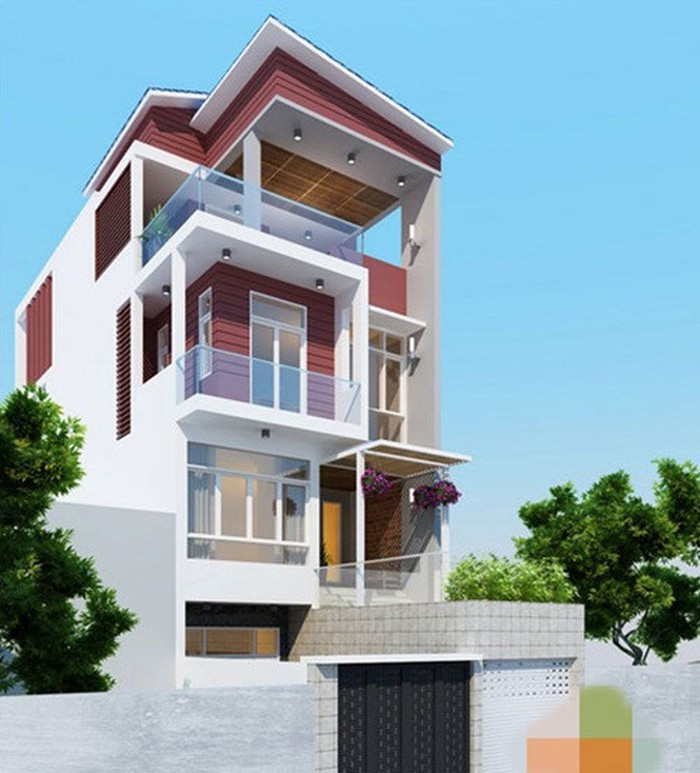 Ngôi nhà 3 tầng mang diện mạo mới nhờ hệ mái đan xen xếp lệch tầng. Ảnh: Maunhadepmoi.
