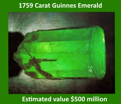 Viên đá quý to đến mức nó có thể lọt vào sách kỷ lục thế giới Guinness. Hiện nó được trưng bày tại Banco Nazionale de la Republica ở Bogota, Columbia.