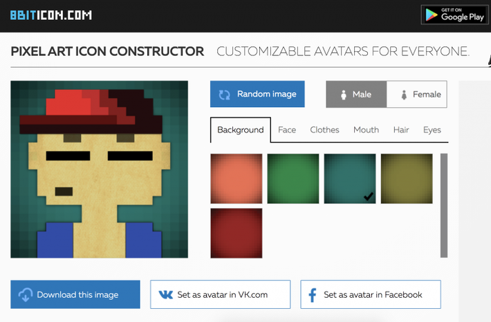 5. Tạo icon 8-bit Với 8Biticon, bạn có thể tạo một avatar độc, dị cho riêng mình với phong cách 8 bit.