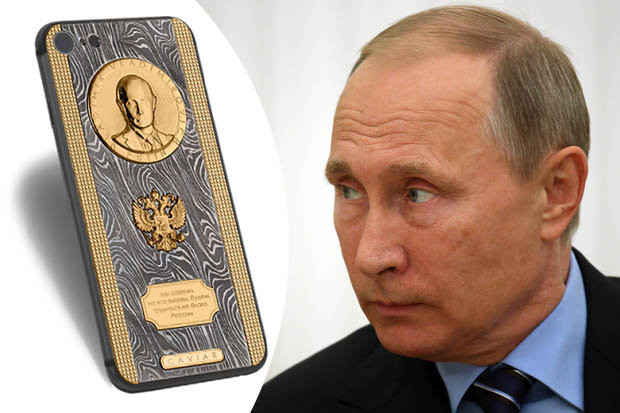 6. iPhone 7 kỷ niệm sinh nhật Tổng thống Putin: Chiếc điện thoại được làm bằng vàng và titan có giá khoảng 3.000 USD (gần 70 triệu đồng) được chế tác nhân kỷ niệm ngày sinh nhật thứ 65 của Tổng thống Nga Vladimir Putin. Nó được trang trí bằng hoa văn Damascus (hoa văn thường thấy trên thép Damascus, loại thép thường để rèn kiếm ở Trung Đông), khắc nổi quốc huy của nước Nga.