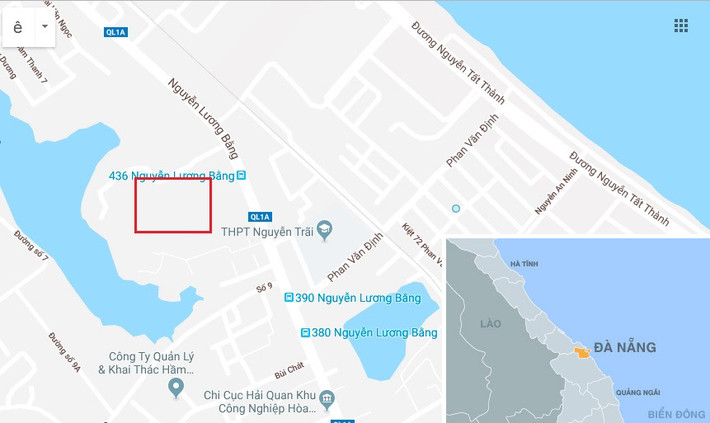 Vị trí dự án ký túc xá sinh viên ở quận Liên Chiểu (khoanh đỏ). Ảnh: Google Maps.
