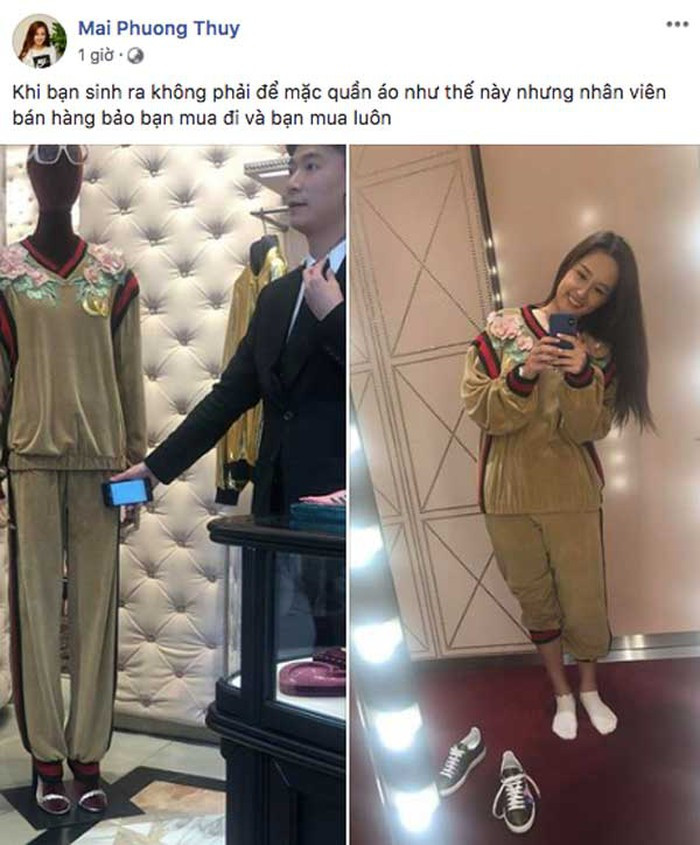 Bộ đồ Gucci mặc nhà với chất liệu nhung có giá hơn 120 triệu đồng.