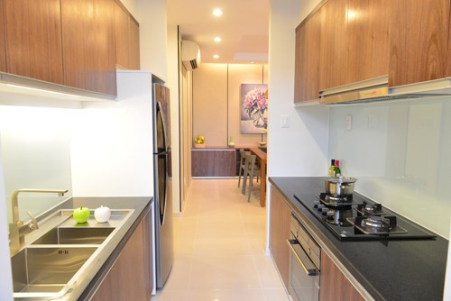 Khu bếp, phòng ăn, phòng khách được nối liền với nhau.