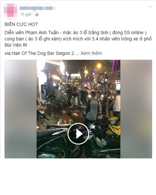 Những ngày vừa qua, cả cộng đồng mạng việc đang xôn xao và hướng sự quan tâm về thông tin và hình ảnh trong vụ ẩu đả của diễn viên, hot boy 5S Online Phạm Anh Tuấn trên phố Tây - Bùi Viện.