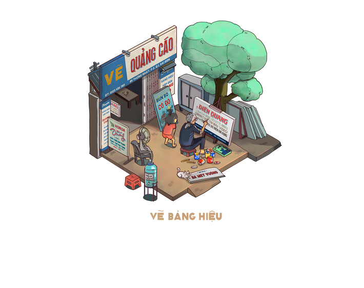 Vẽ bảng hiệu từng là một nghề phổ biến tại Sài Gòn xưa. Ảnh sử dụng trong bài: Maxk Nguyễn