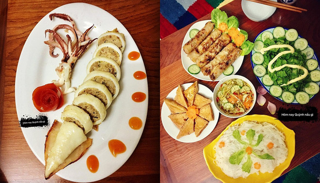 Những bữa ăn trưa của Ngọc Quỳnh được dân mạng chú ý bởi màu sắc "tưng bừng", bày biện khéo léo ngon mắt. Cô nhân viên văn phòng sinh năm 1993 thể hiện sự yêu thích với nấu nướng qua từng sản phẩm, trong những lúc rảnh rỗi thường lên mạng mày mò các công thức chế biến món ăn, tự học cách cắt tỉa, trang trí.