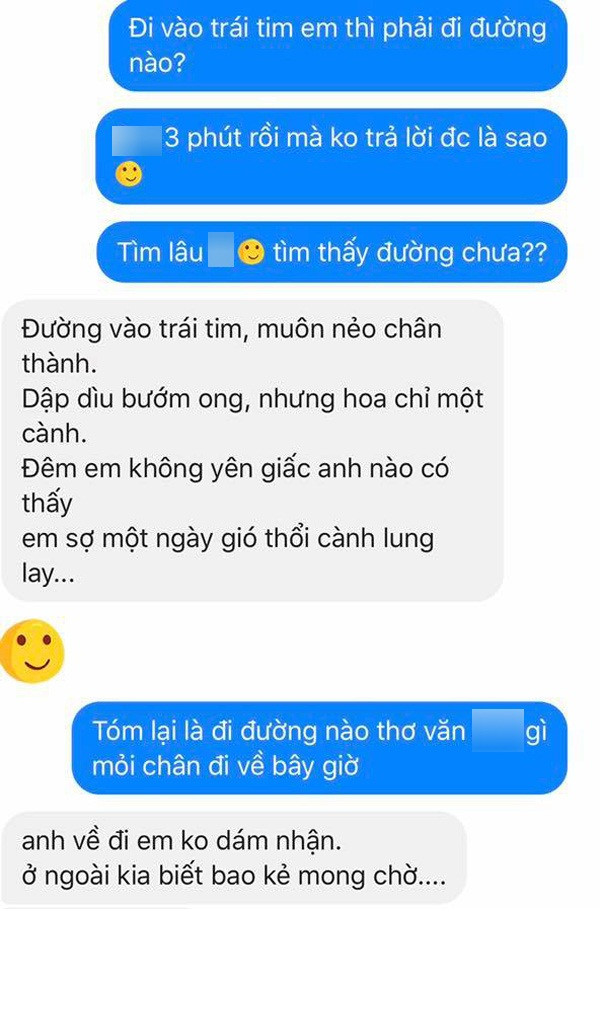 Không nhận lại được những câu trả lời bá đạo, nhiều bạn trẻ trên mạng xã hội còn nhân được cả thơ từ chính nửa kia khi đặt ra câu hỏi:"đường nào để vào trái tim anh".