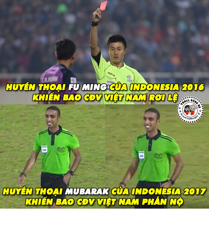 Trọng tài Mubarak sẽ thay thế Fu Ming là nỗi ám ảnh với bóng đá Việt Nam sau những năm tiếp theo. Ảnh: Troll Bóng Đá