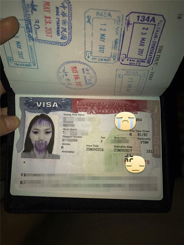Nếu chỉ bị vẽ bậy vào hộ chiếu lúc đang ở Việt Nam thì hoàn toàn có thể đi làm lại. Tuy nhiên cô gái trẻ này đang trên đường ra sân bay để về Việt Nam từ chuyến đi Hàn Quốc của mình.