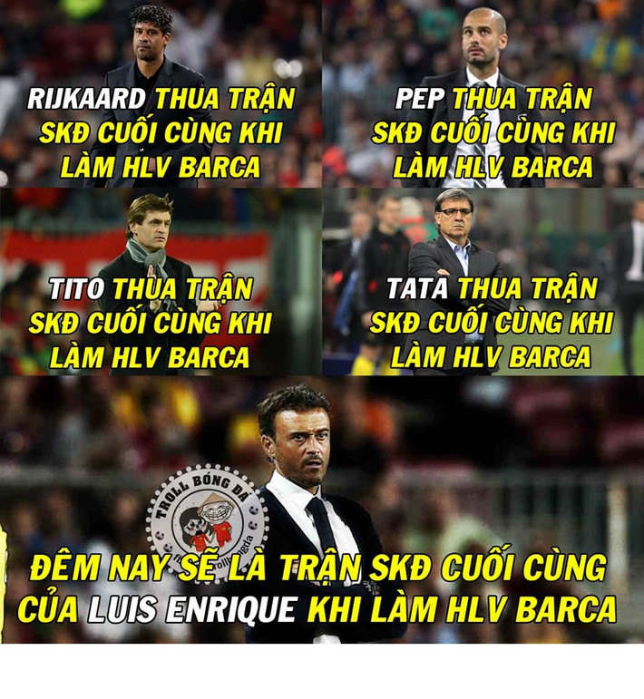 Luis Enrique đã có câu trả lời cho các fan bóng đá về lời nguyền trận siêu kinh điển cuối cùng. Ảnh: Troll bóng đá