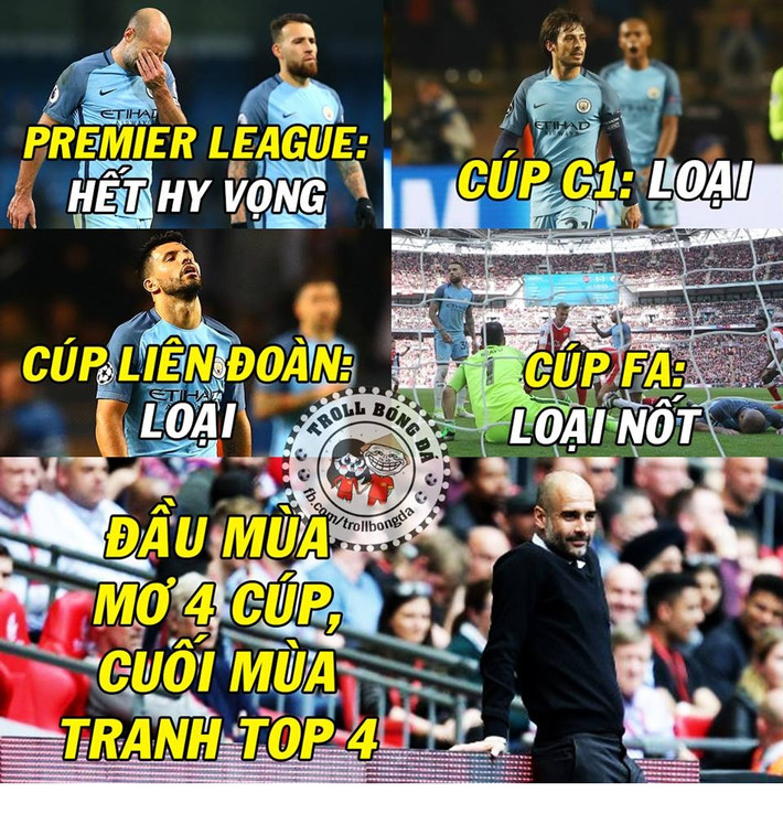 Kỳ vọng và hiện thực của Pep tại Man City mùa này. Ảnh: Troll bóng đá