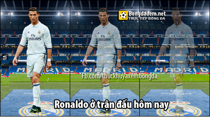 Dù hiện hữu trên sân nhưng hình ảnh của Cris Ronaldo ngày càng mờ nhạt dần theo thời gian của trận đấu. Ảnh: Thức khuya xem bóng đá