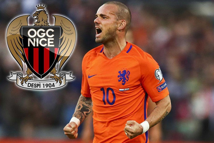 Sneijder đầu quân cho Nice: Mùa Hè này, Wesley Sneijder đã nói lời chia tay Galatasaray. Và rất nhanh, anh thu hút được sự quan tâm từ nhiều CLB lớn khắp châu Âu. Cuối cùng, Nice mới là đội bóng thuyết phục được tiền vệ người Hà Lan. Nhiều khả năng tiền vệ này sẽ đặt chân đến Pháp để ký hợp đồng mới. Ảnh: Goal