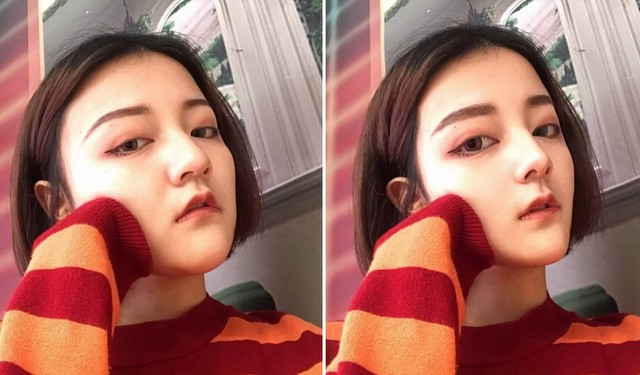 Còn đâu nữa đôi mà phúng phính, chỉ cần vài bước photoshop là mọi thứ sẽ trở thành v.line và đẹp hoàn hảo.