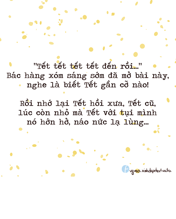 "Đón tết này con nhớ Tết xưa" là bộ tranh được thực hiện với mục đích nhằm ôn lại cho thế hệ 8X, 9X những kỉ niệm đã từng gắn liền với họ mỗi khi cả gia đình chuẩn bị cho Tết Nguyên Đán.