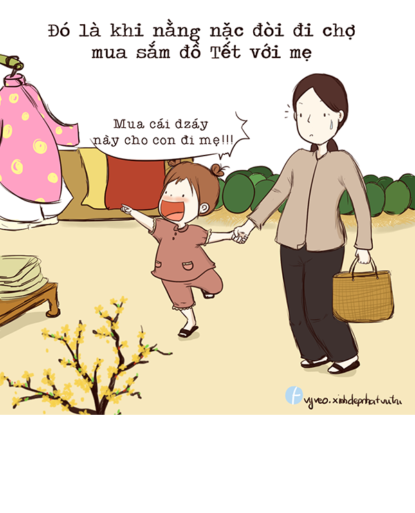 Với không khí vô cùng hớn hở náo nức, trẻ con thời bấy giờ rất thích Tết bởi chúng được nghỉ học, được ba mẹ sắm quần áo mới để khoe bạn bè và hơn hết, Tết của một thuở khó ở Việt Nam đó là được ăn no với vô vàn những món ngon mà ngày thường không được ăn.