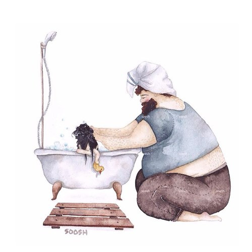 Con gái không vui khi gội đầu.