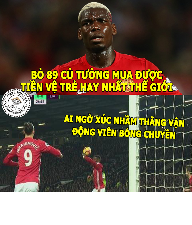 Sai lầm của Pogba đã được cư dân mạng xoáy sâu vào và làm thành những bức ảnh chế mang lại tiếng cười cho cư dân mạng. Nhiều người tưởng rằng, Pogba về MU để làm siêu tiền vệ nhưng ai ngờ, chủ sân Old Trafford đã mua nhầm VĐV bóng chuyền.