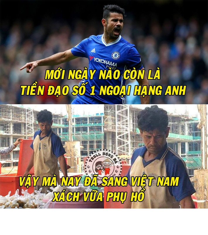Chợt nhận ra sau khi thất nghiệp tại Chelsea, Costa lại sang Việt Nam làm phụ hồ.