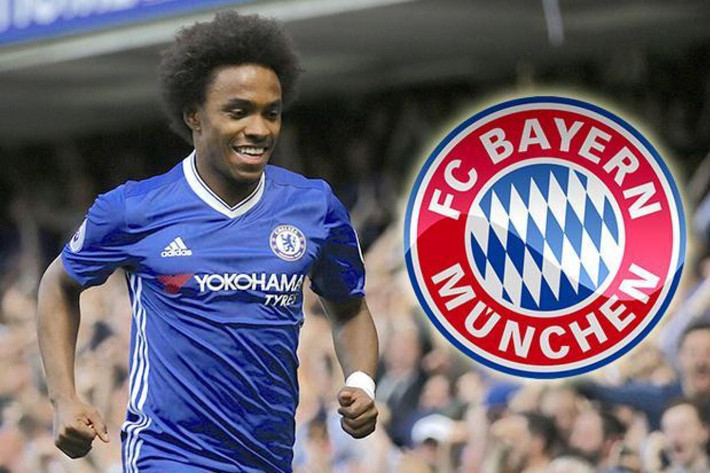 Bayern tranh Willian với M.U: Theo thông tin chuyển nhượng cầu thủ từ trang Abendzeitung, Bayern Munich đang nghiêm túc xem xét kế hoạch chiêu mộ tiền vệ Willian của Chelsea trong mùa Hè. Với phong độ thi đấu không ổn định, Willian mùa giải năm nay cũng đã mất vị trí đá chính trong đội hình của Chelsea vào tay Pedro. Ngoài Bayern, Man United cũng muốn có cầu thủ xuất sắc nhất Chelsea mùa 2015/16. Ảnh:Goal.