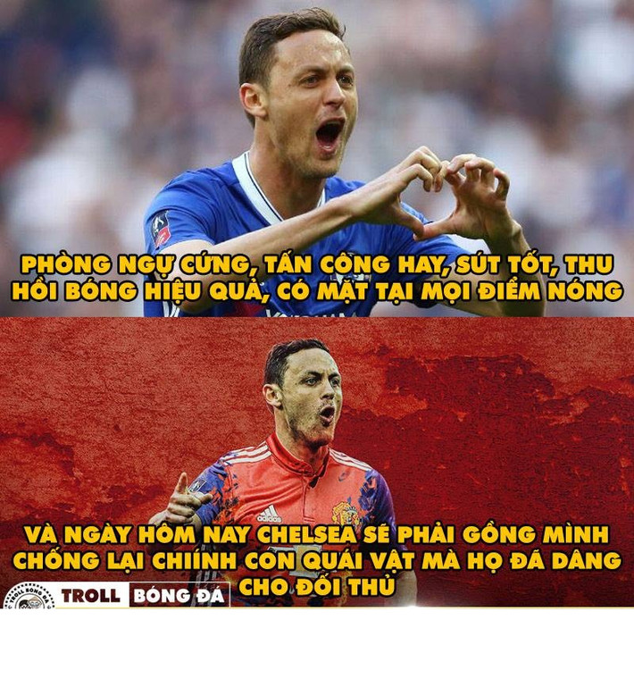 Matic từng là đá tảng tại Chelsea nhưng trong trận đấu với M.U năm nay, vị thế đã thay đổi, cầu thủ này giờ đã khoác lên mình chiếc áo đỏ và chống lại màu xanh thành London.