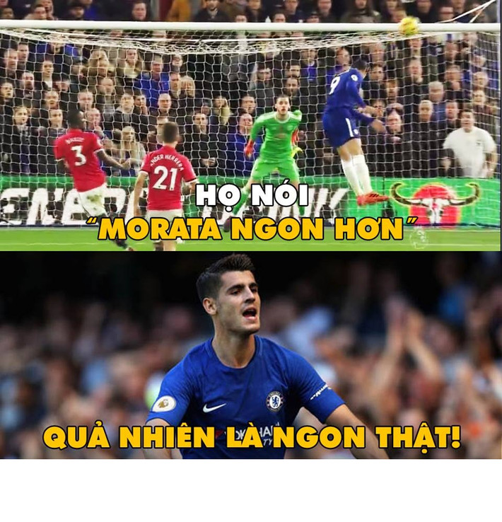 Bức ảnh chế bóng đá Morata ngon hơn Lukaku được CĐV Chelsea liên tục chia sẻ sau trận đấu với M.U đêm qua.