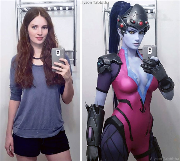 Nhân vật Widowmaker trong game Overwatch được Alyson chuẩn bị kĩ càng trước khi hóa thân.