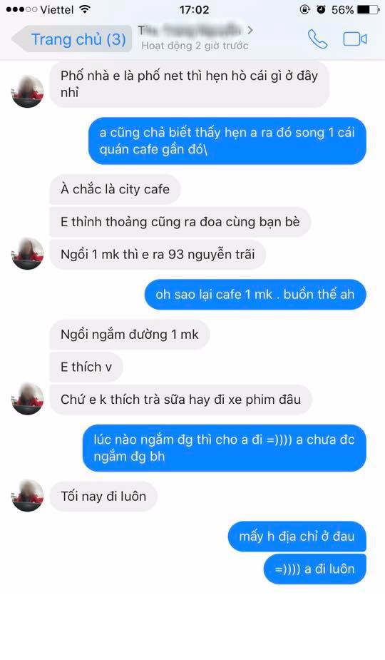 Đọc xong được tin nhắn của chàng người yêu "bá đạo" cô gái K.L cảm thấy rất sốc và không nghĩ rằng người từng ngọt ngào với mình như vậy lại có thể buông lời "lả lơi" với hơn 30 cô nàng khác trong danh sách tin nhắn Facebook của mình. cô gái bị người yêu cắm sừng có viết: "Khi đọc xong mình sốc luôn, nước mắt cứ thế mà rơi trong khi bọn mình ngày nào cũng dính lấy nhau như chưa hề có cuộc chia ly. Vậy mà vẫn bị như thế này đây, thế mới biết người yêu mình như thế nào".
