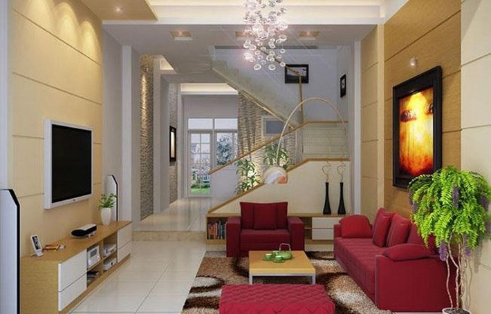 Những chậu cây xanh tạo cảm giác trong lành, mát mẻ cho phòng khách hiện đại. Ảnh: Treehouse.
