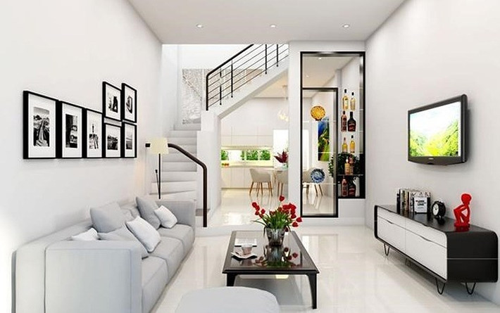 Nếu không gian nhỏ, hẹp, phòng khách nhà ống cần có sự bài trí đơn giản để tránh mang lại cảm giác chật chội. Ảnh: Noithattrevietnam.