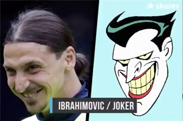 Ibrahimovic với nụ cười đặc trưng và cái mũi khoằm chẳng khác gì Joker – kẻ thù không đội trời chung của Batman.