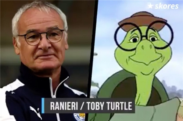 Người đã giúp Leicester lập nên chiến tích vô tiền khoáng hậu tại Ngoại hạng Anh, Claudio Ranieri thì có gương mặt giống như ông rùa Toby trong bộ phim hoạt hình về anh hùng Robinhood.