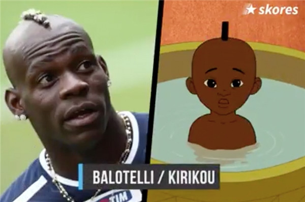 “Cậu bé hư” của bóng đá Italia thì lại có quả đầu rất giống với nhân vật Kirikou trong bộ phim cùng tên.