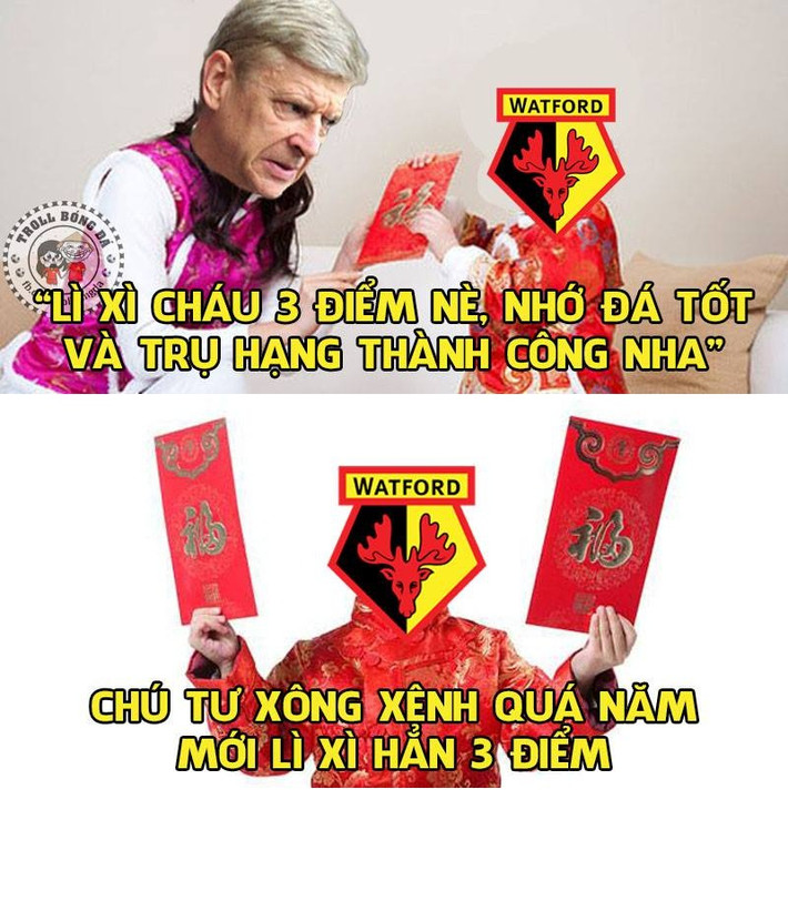 Đầu năm mới, CLB có vẻ hào phóng nhất Ngoại Hạng Anh chắc chắn là Arsenal khi họ sẵn sàng mừng tuổi cho đối thủ là Watford tới 3 điểm trong cuộc đua trụ hạng năm nay.