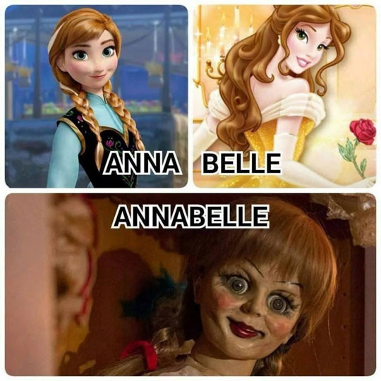 Annabelle là bản sao thất bại của hai công chúa đình đám trên phim ảnh là Anna và Belle.