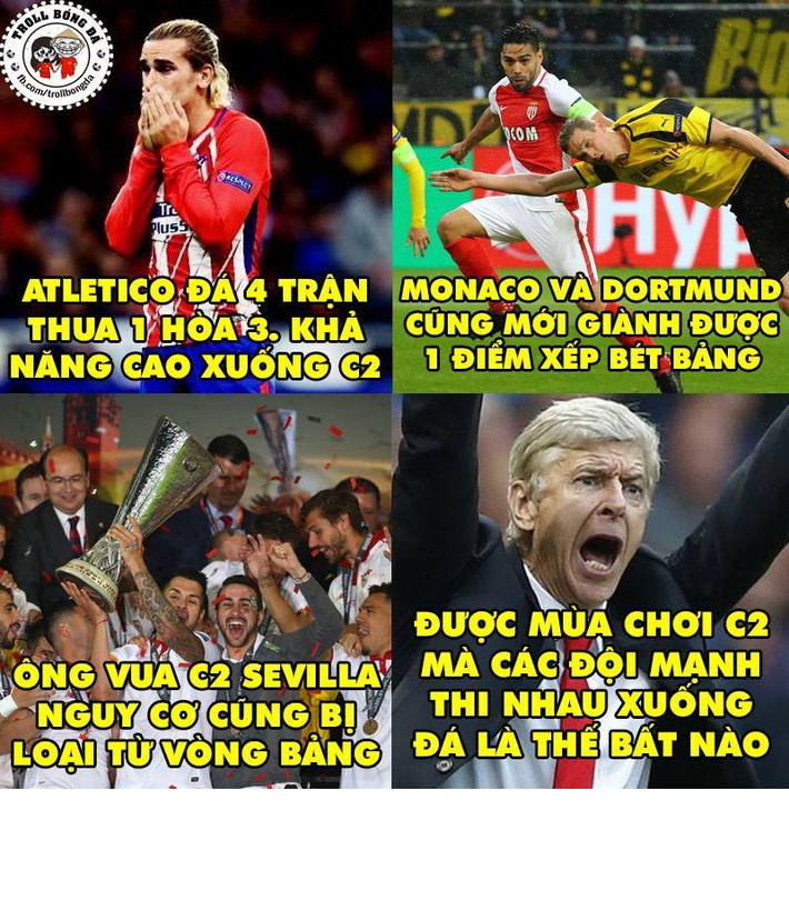 Bức ảnh chế bóng đá "sức hút của Arsenal" tại Europa League khiến các đội bóng lớn thi nhau thất bại tại Champions League khiến nhiều người ôm bụng cười.