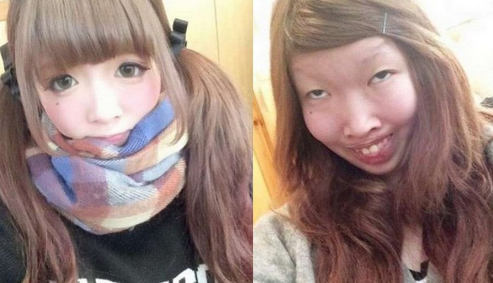 Nhân vật tiếp theo đứng trong dàn hot girl photoshop quá lố đó là cô gái tới từ Nhật Bản. Cô nàng này trở thành nhân vật bị cộng đồng mạng troll khi lộ nhan sắc thật với đôi mắt một mí, khuôn mặt kém thon và còn chẳng có chân mày.