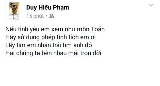 Đúng là không thể ngờ được khi đưa định lý, kiến thức Toán, Lý vào thơ tình hai bộ môn này trở nên "ướt át" và mượt mà.