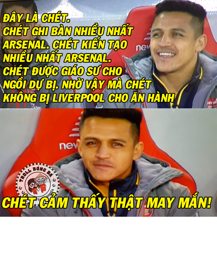 Alexis Sanchez cảm thấy may mắn khi không được vào sân để bị "ăn hành" cùng đồng đội.
