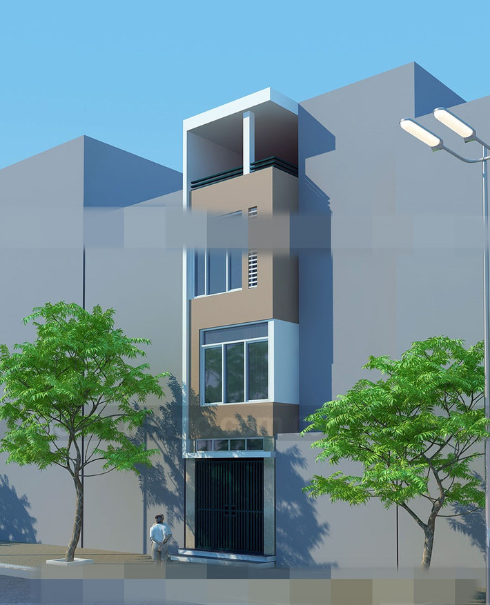 Những mảng khối được tạo theo hình zig-zag giúp ngôi nhà phố có vẻ ngoài trẻ trung, thanh thoát. Ảnh: Kientrucdmc.