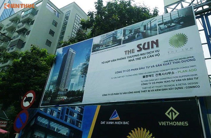 The SUN Mễ Trì là tổ hợp văn phòng thương mại dịch vụ nhà trẻ và căn hộ do Công ty CP Đầu tư và Sản xuất Thái Dương làm chủ đầu tư, tổng thầu thi công phần thân là Công ty CP CDC Hà Nội. Ảnh: Mạnh Hưng.