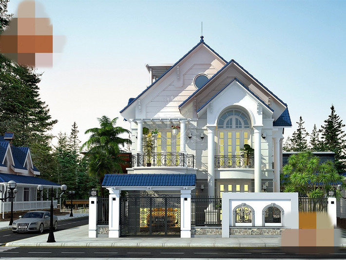 Mẫu thiết kế biệt thự 2 tầng tân cổ điển chỉ với giá 700 triệu đồng bao gồm đầy đủ phòng khách, phòng ngủ, gara để ô tô, phòng bếp, phòng ăn, phòng thờ…Ảnh: Kiensang.