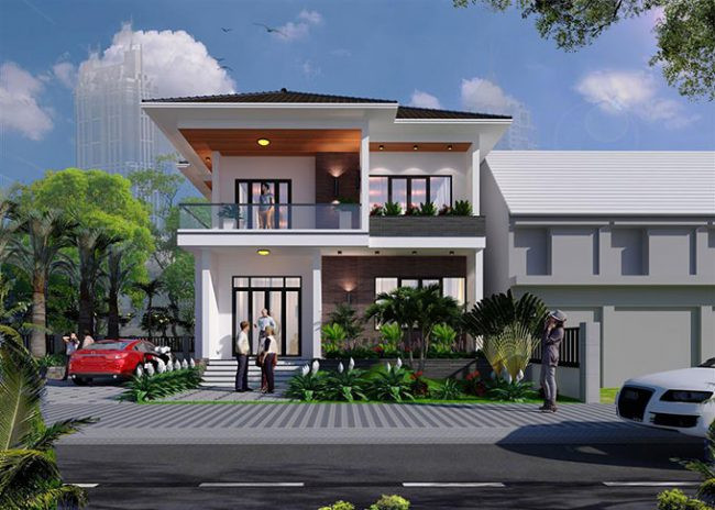 Công trình có sự kết hợp của mái chóp độc đáo tạo nên một tổng thể tinh gọn, hiện đại và sang trọng. Ảnh: Xaydungsgp.