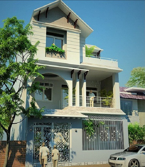 Tuy mang thiết kế nhà phố nhưng phần mái thái độc đáo giúp căn nhà mang một vẻ đẹp đẳng cấp. Ảnh: Nhaxinhcenter.