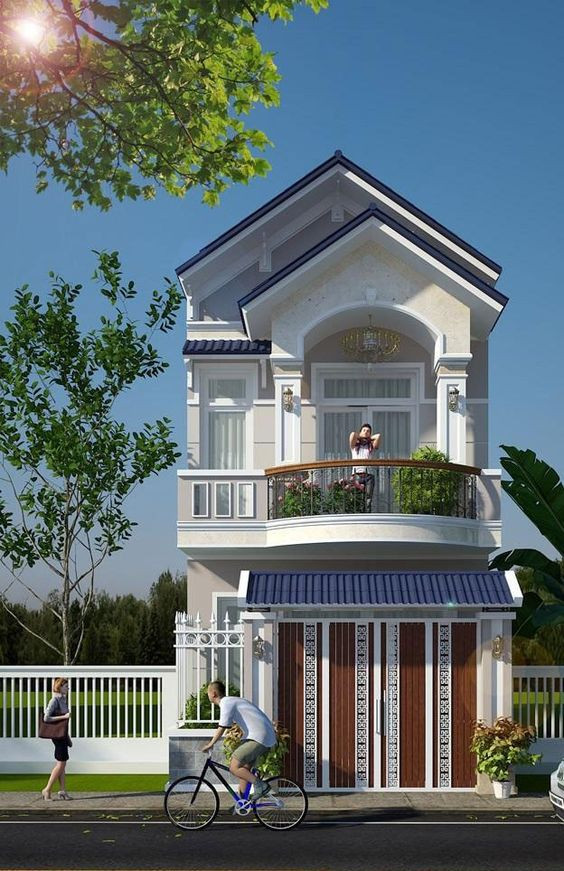 Mẫu nhà 2 tầng mái thái ngày càng trở nên phổ biến nhờ vẻ hiện đại, trẻ trung và tính năng tản nhiệt chống nóng, nhanh thoát nước không bị ứ đọng trên mái.