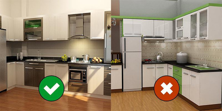 Trong phong thủy bếp mang mệnh Hỏa còn bồn rửa bát có nước nên mang mệnh Thủy. Nếu để khu vực bếp cạnh bồn rửa làm cho phong thủy trong nhà khó lòng hòa hợp. Nguồn ảnh: Internet. Thông tin trong bài chỉ mang tính chất tham khảo!
