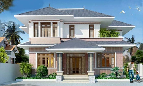 Các chi tiết mái, chỉ kẻ tường làm nên nét đẹp tổng thể hài hoà cho toàn bộ công trình. Ảnh: Ytuongnhadep.
